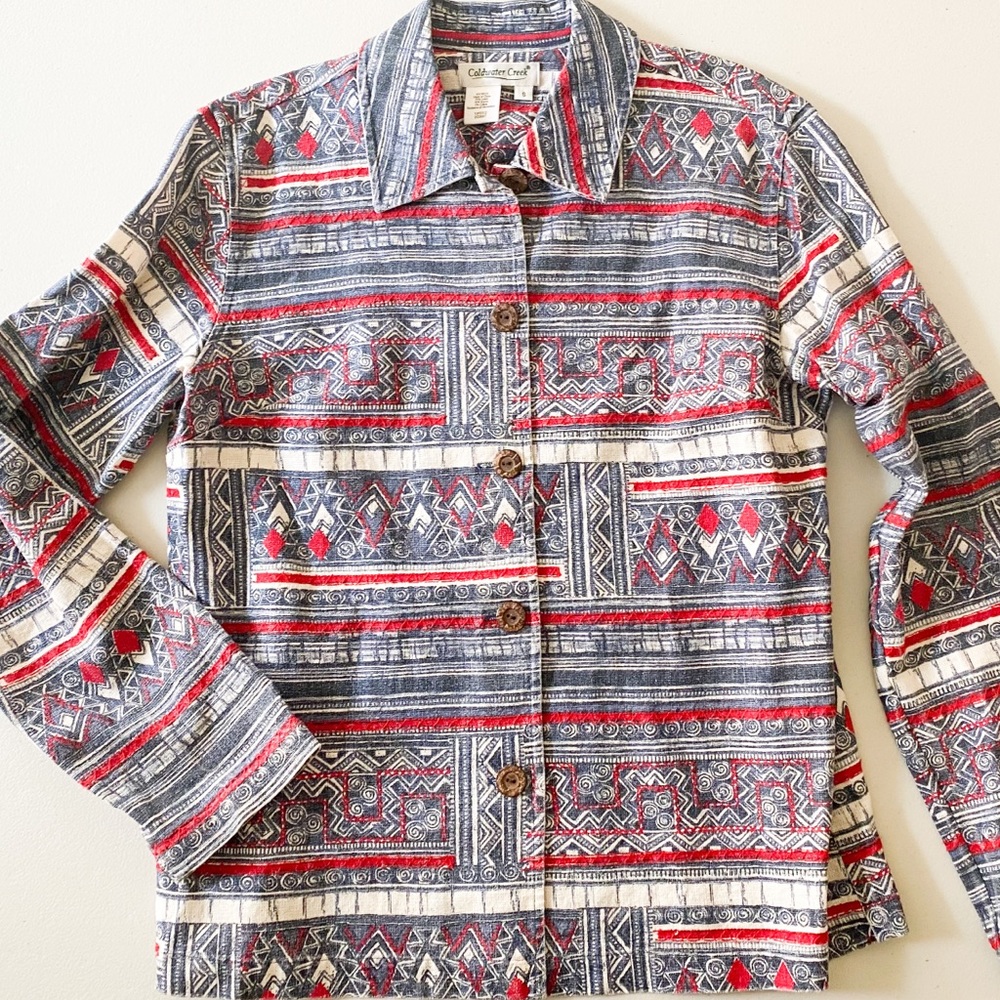 COLDWATER CREEK Linen Button Up Shirt Jacket Small